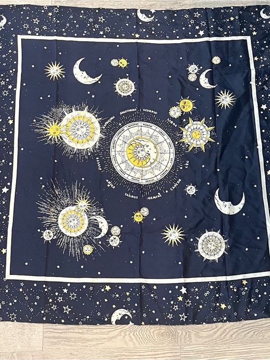 Chico's Accessories - Silk Zodiac Print Scarf Hand Rolled Hammer 37 X 37